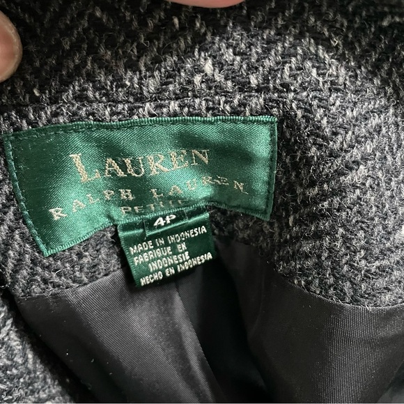 Lauren Ralph Lauren Wool Herringbone Blazer Gray Black Tweed Jacket Women’s 4P - Picture 8 of 13